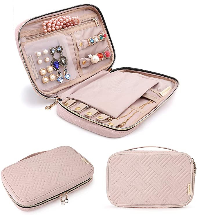 BAGSMART Jewelry Organizer Case Travel Jewelry Storage Bag for Necklace, Earrings, Rings, Bracele... | Amazon (US)
