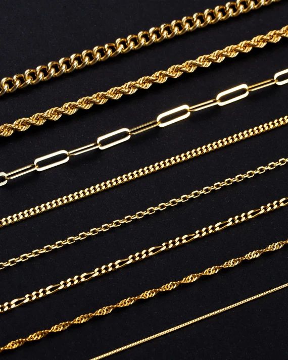 14K Gold Chain Necklace Paperclip Chain Twist Chain Curb | Etsy | Etsy (US)