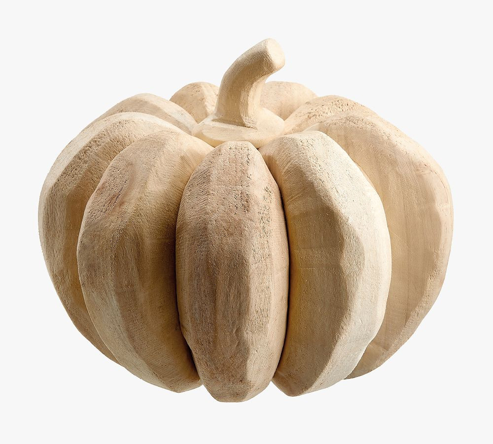 Carved 7&amp;quot; Wooden Pumpkins, Set Of 2 | Pottery Barn (US)