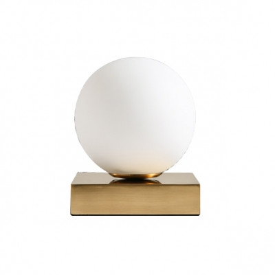 Milky Glass Ball Table Lamp Modern Fashion 1 Head Desk Lamp with Rectangle Metal Base | Beautifulhalo.com