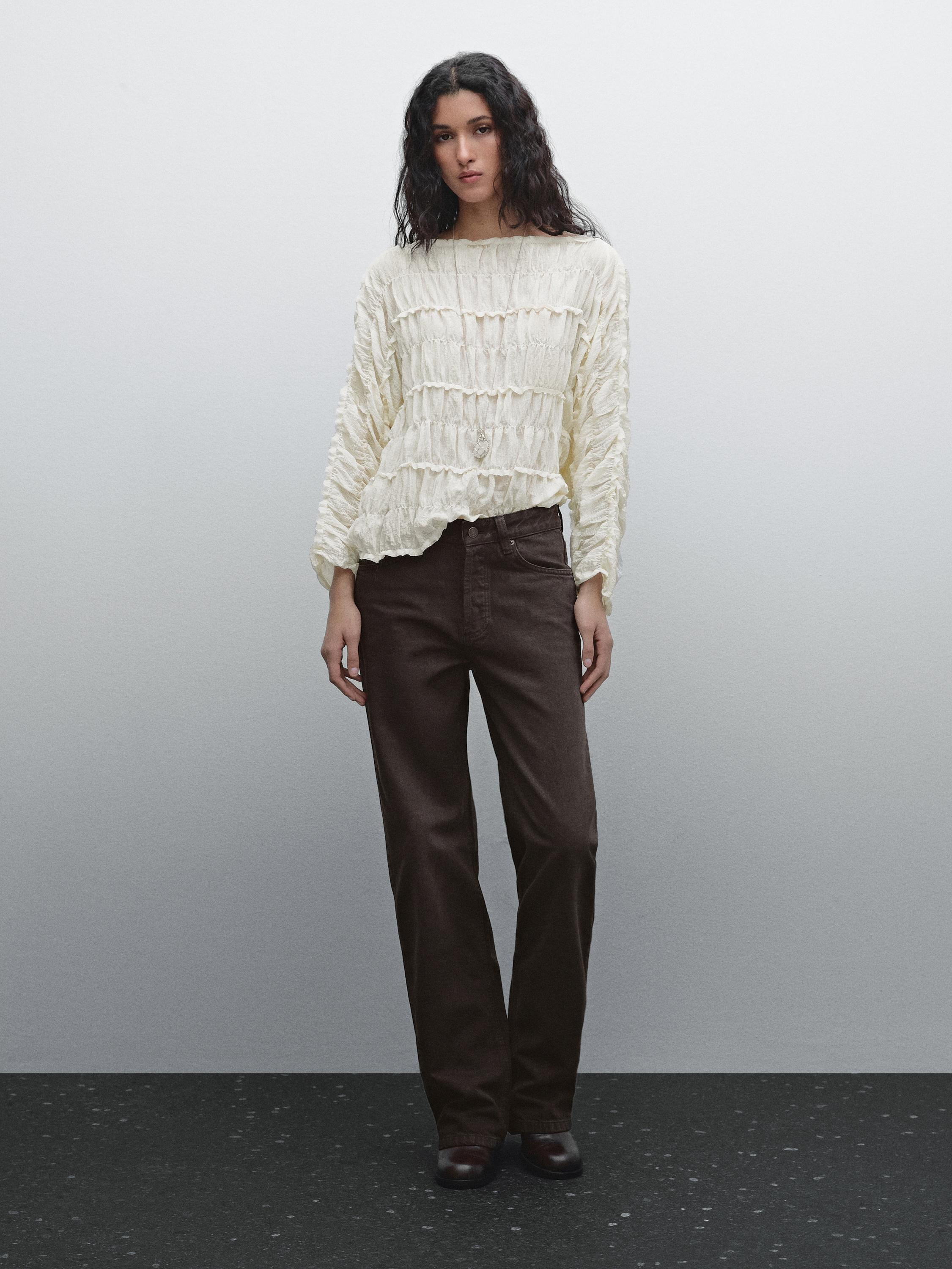 Mid-waist wide-leg jeans | Massimo Dutti UK