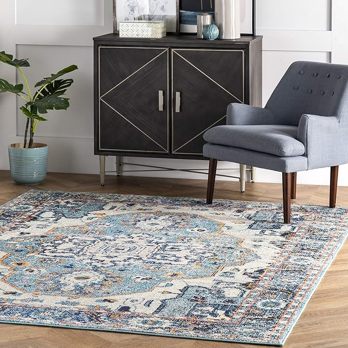nuLOOM Corbett Vintage Boho Runner Rug, 2' 6" x 8', Blue | Amazon (US)