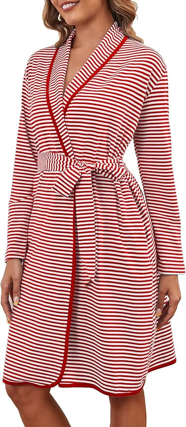 Cotton Robes for Women Striped Long Sleeve Kimono Bath Robe Lightweight House Coat Bathrobe Loung... | Amazon (US)