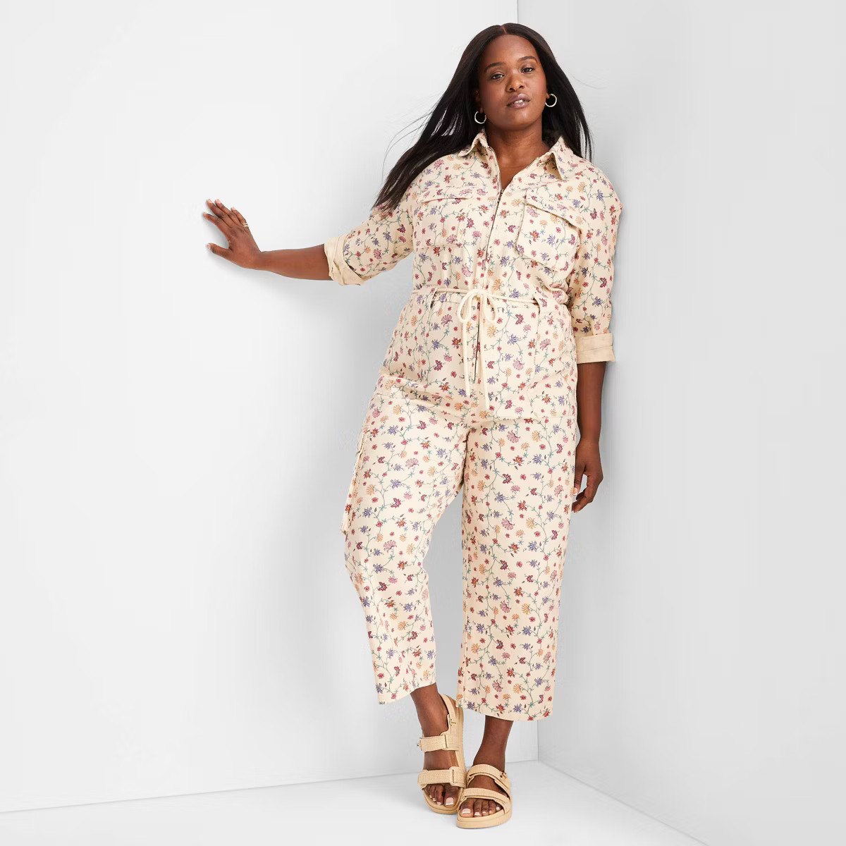 Women's Floral Print Long Sleeve Zip-Front Boilersuit - Future Collective™ with Jenny K. Lopez | Target