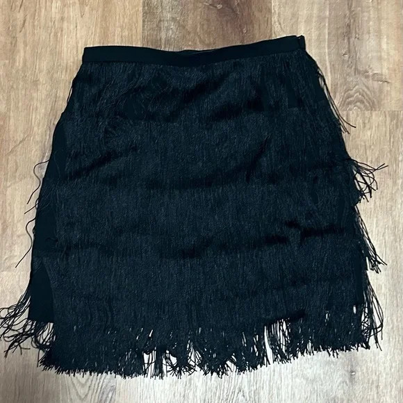 Ann Taylor Black Fringe Mini Skirt | Poshmark