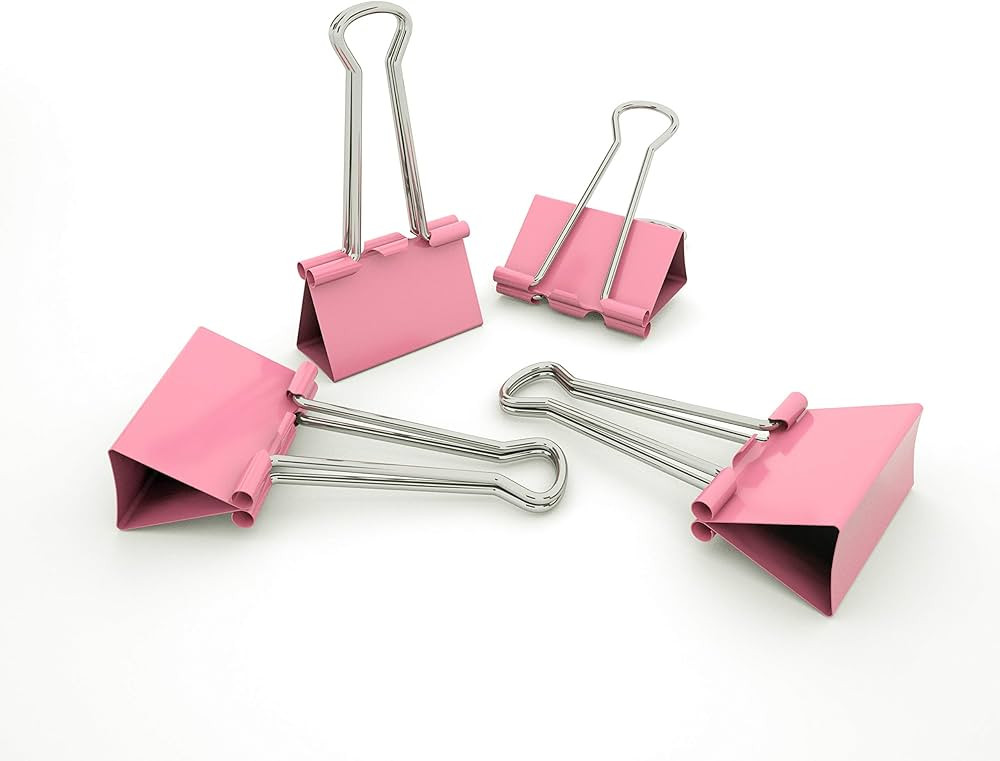 Binder Clips Small Metal Clamp 0.75 inch / 19 mm (Pink, 40-PCS) | Amazon (US)