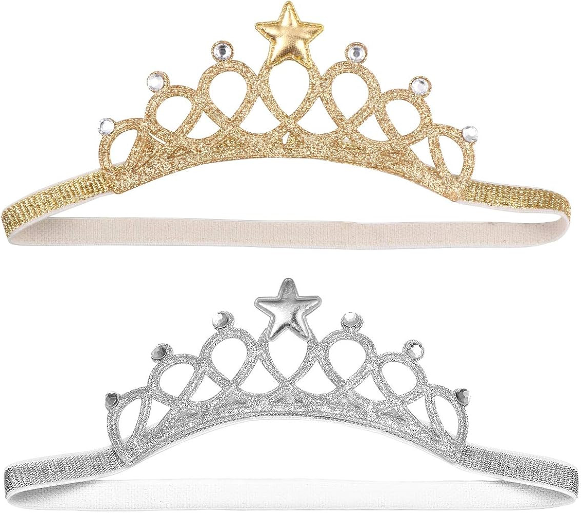 Beaupretty 2PCS Baby Girls Crystal Crown Tiara Hair Belt Headband Soft Headwrap Princess Headpiec... | Amazon (US)