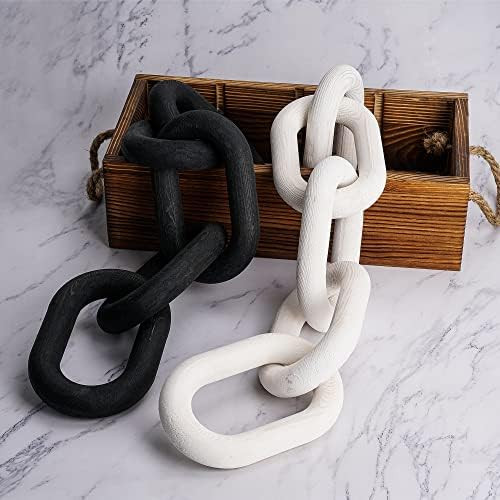 Bevarti Decorative Wood Chain Link Decor, 2 Pc. Set, Rustic Farmhouse and Modern Boho White and Blac | Amazon (US)