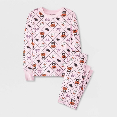 Toddler Girls' Halloween 2pc Hello Kitty Viscose Snug Fit Pajama Set - Pink 3T | Target
