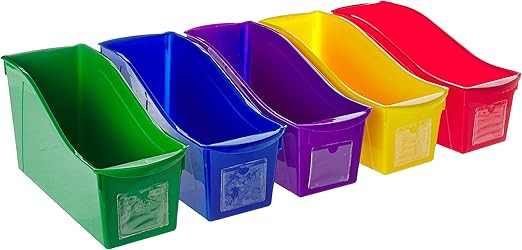 Storex Interlocking Book Bins, 5 1/3 W x 14 1/3 L x 7 H, 5 Color Set, Plastic (70105U06C) | Amazon (US)
