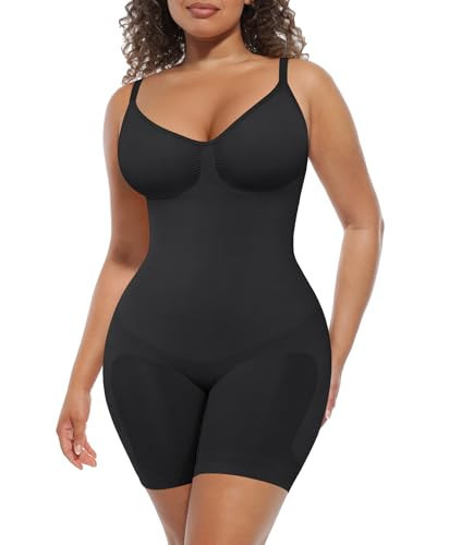 FeelinGirl Body Shaper Tummy Control Shapewear Plus Size Seamless Full Body Waist Trainer Hip Enhancer Bodysuit Back Support Black M/L | Amazon (US)