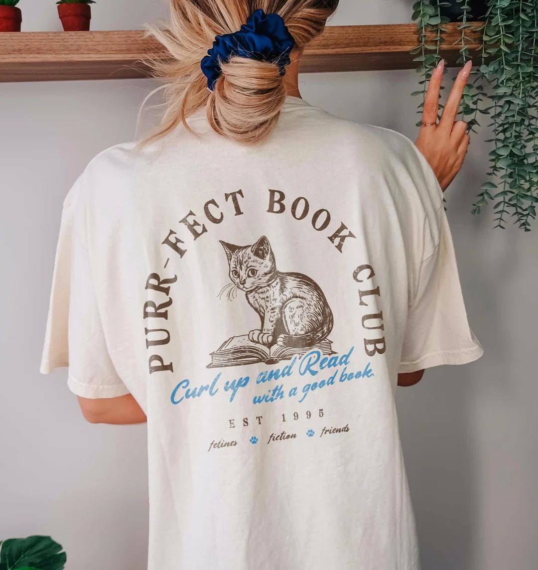 Cat Bookish Shirt | Book Club T-shirt For Cat Lovers, Reading t-shirt, Books Reading, Gift for Ca... | Etsy (US)
