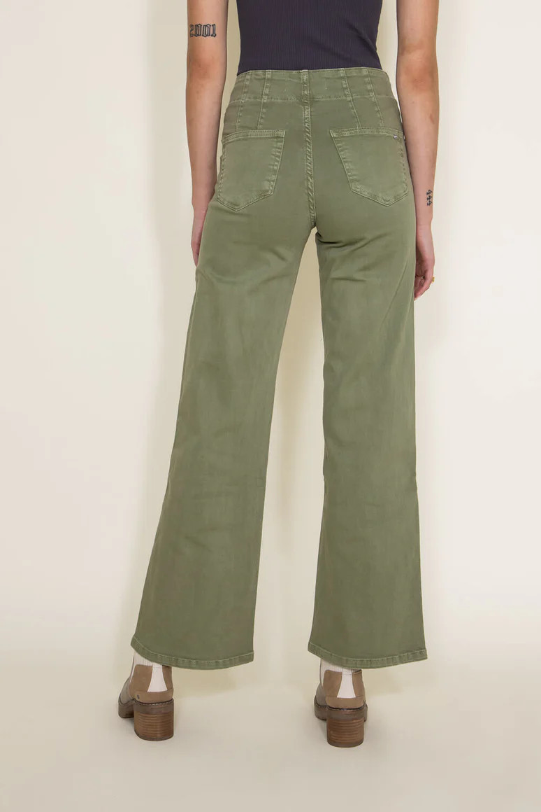 Mica High Rise Wide Leg Jeans for Women in Olive | Glik's