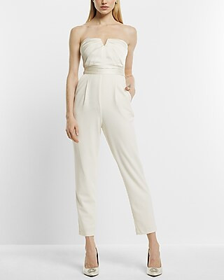Bridal Satin Strapless Jumpsuit | Express