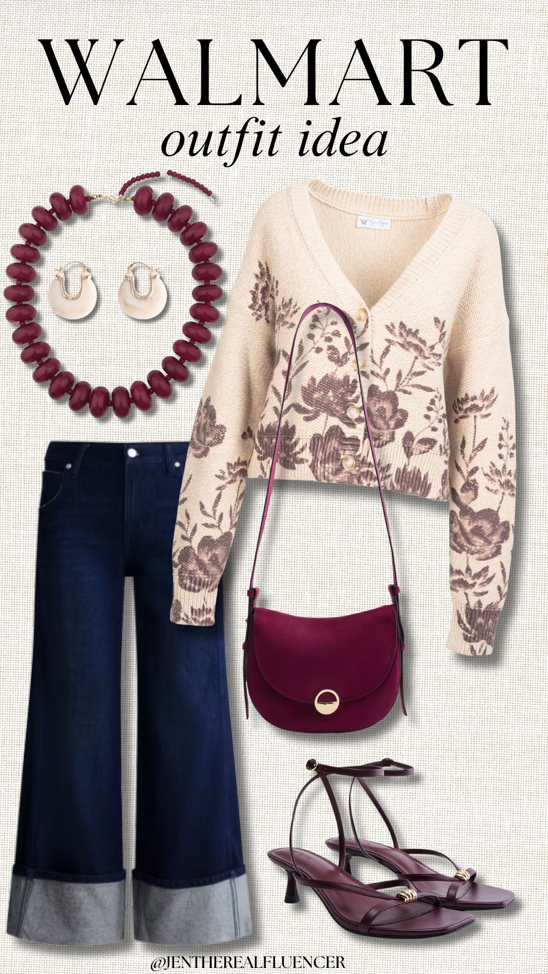 Walmart Fall Outfit 🍂

JESSICA SIMPSON Huckleberry Savana Cardigan (sizes XS-XL), SCOOP Ace Wash Mid Rise Cuffed Wide Leg Jean (3 colors, sizes 0-28W), SCENARIO Merlot Wine Crossbody Handbag (3 colors), SCENARIO Red Strappy Heels with Metal Ornament (4 colors, sizes 6-11), SCENARIO Resin Pave Earrings, BOOTOOL Burgundy Chuncky Beaded Statement Necklace (19 colors) 

 #LTKootd #LTKMidsize #LTKWorkwear