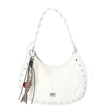 Madden NYC Women's Half Moon Stud Shoulder Bag, White | Walmart (US)
