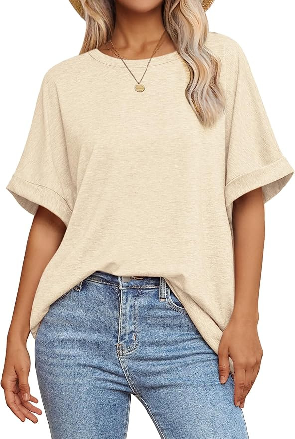 ATHMILE Womens Oversized T Shirts Summer Tops Spring Casual Loose Fit Workout Short Sleeve 2026 B... | Amazon (US)