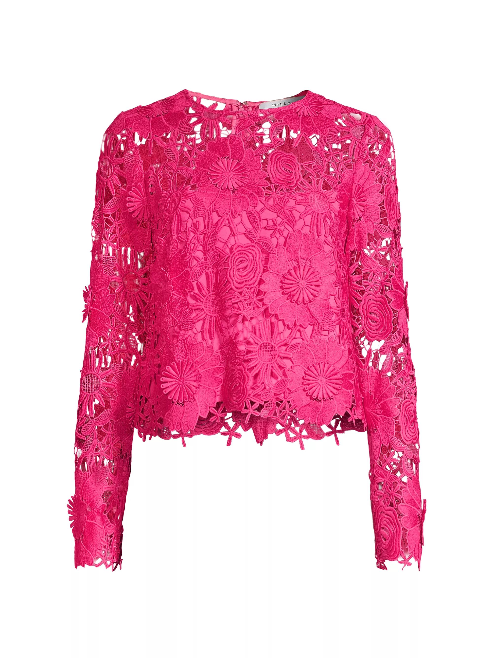 Nori 3D Lace Long-Sleeve Top | Saks Fifth Avenue