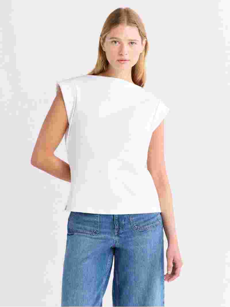Free Assembly Women's Cotton Boatneck Tee with Wide Cap Sleeves, Sizes XS-XXL - Walmart.com | Walmart (US)
