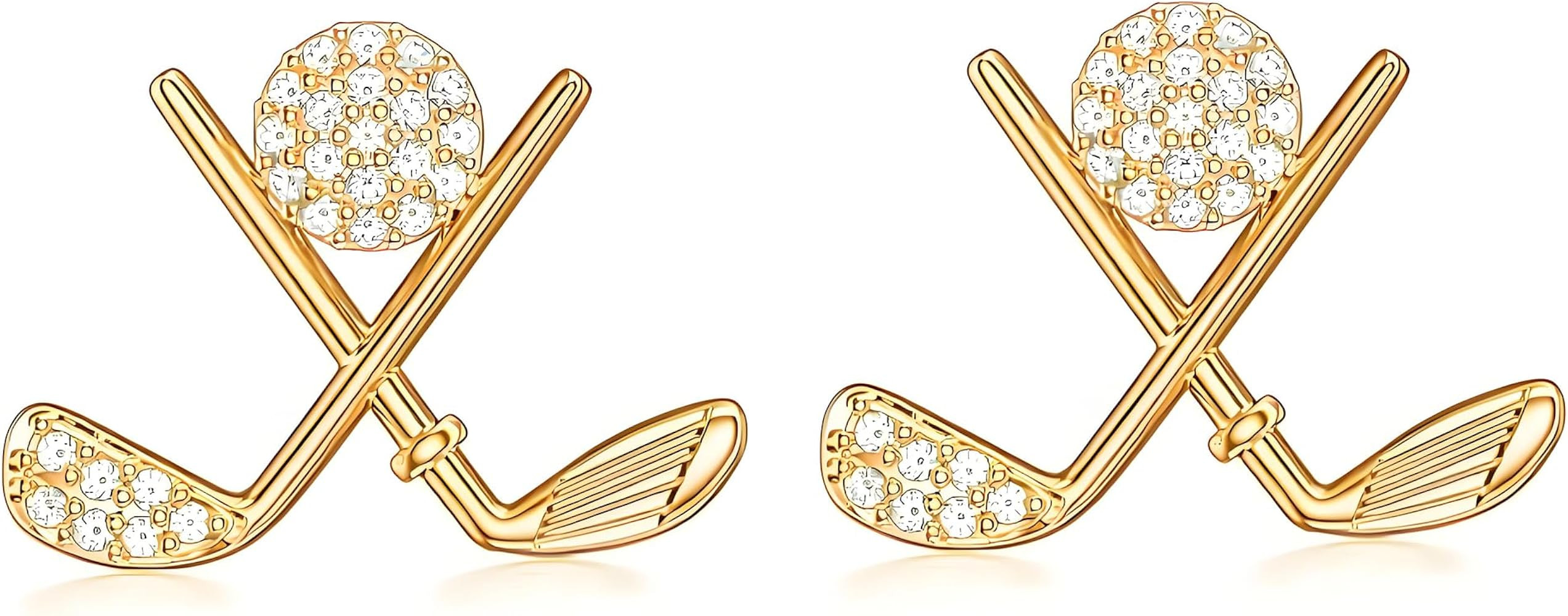 18K Gold Plated Golf Earrings for Women, 925 Sterling Silver Posts Golf Ball Stud Hypoallergenic ... | Amazon (US)