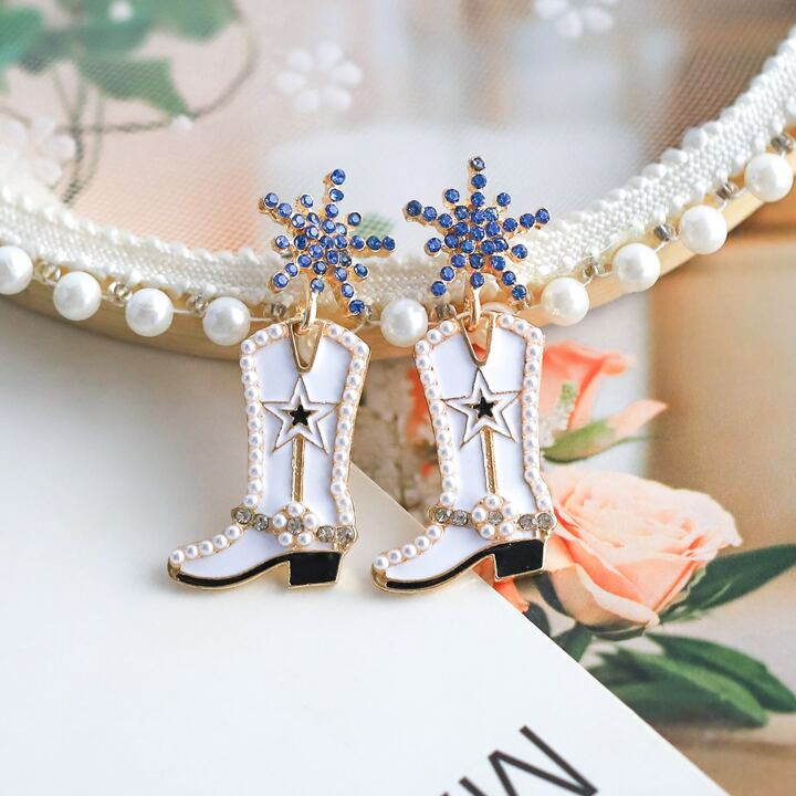1 Pair of Western Cowboy Style Boot Shape Alloy Bead Earrings for Women | SHEIN USA | SHEIN