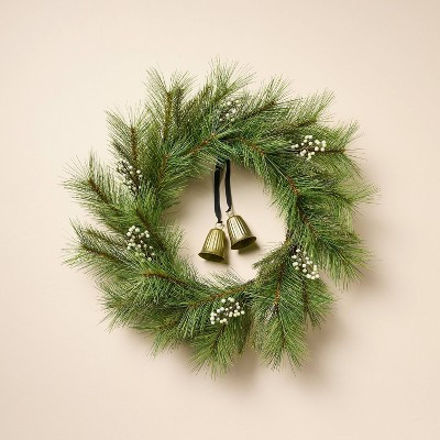26" Long Needle Pine with White Berry and Bells Wreath - Hearth & Hand™ with Magnolia | Target