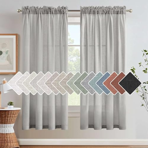 H.VERSAILTEX Dove Linen Curtains 72 Inch Length for Living Room 2 Panels Set Rod Pocket Semi Sheer Curtains for Bedroom Dining Room Gaming Playroom Sunroom Bay Window 52x72 | Amazon (US)