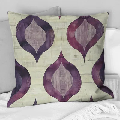 Beige Purple Midcentury Trellis - Midcentury Throw Pillow | Wayfair North America