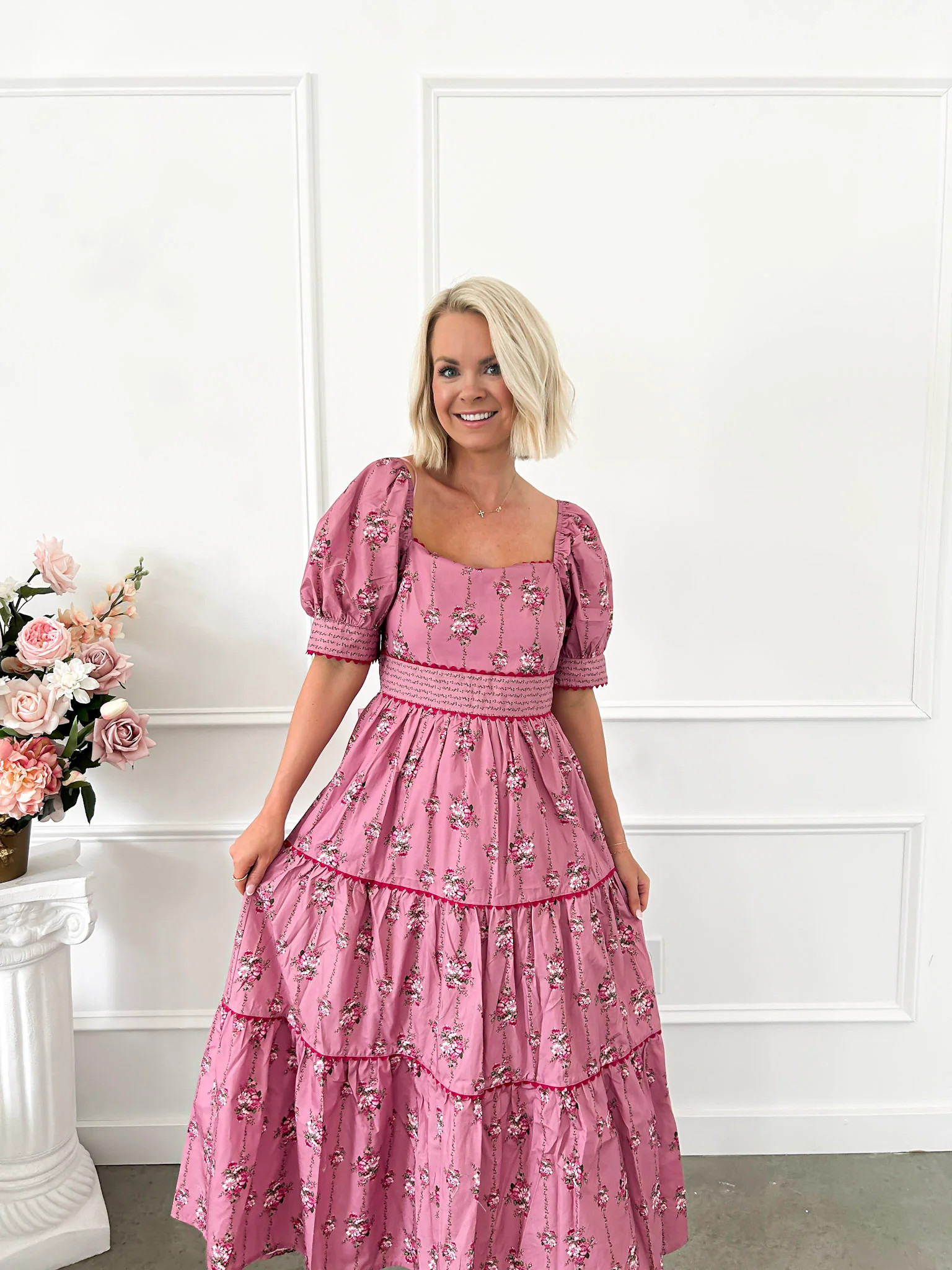 Luck Be A Lady Mauve Floral Maxi Dress | Flourish in Frills