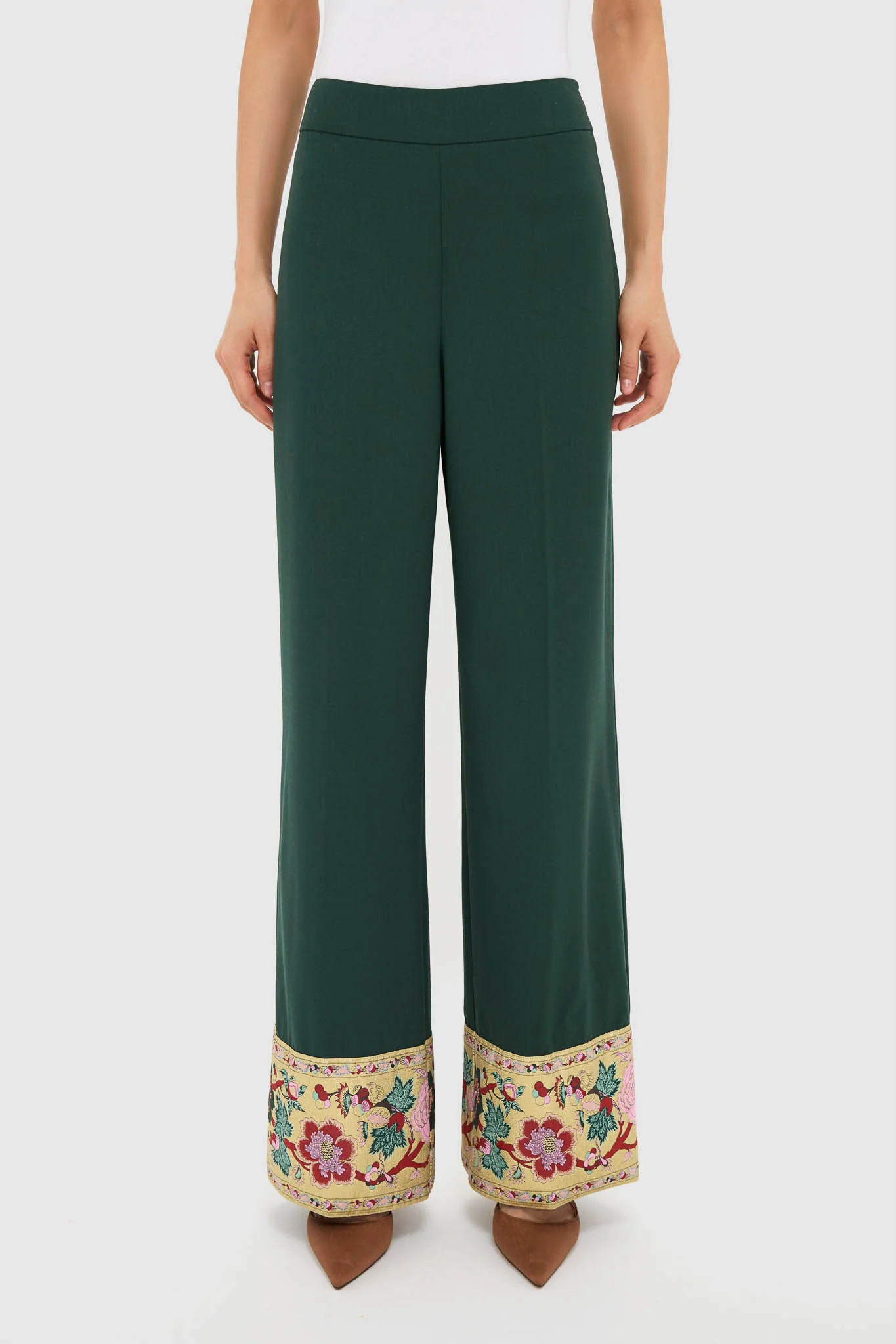 Garden Scrollwork Jacquard Cuff Erin Pants | Tuckernuck (US)
