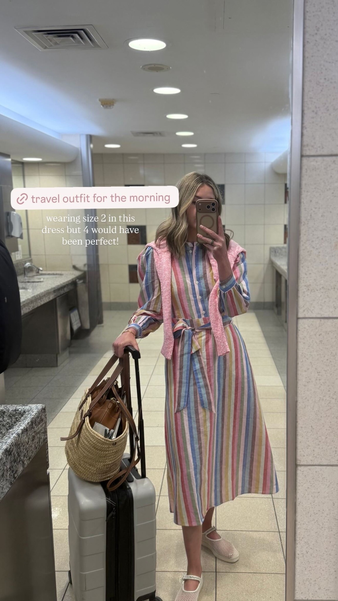 an easy travel outfit for the warmer months! this linen dress will be a workhorse this spring and summer - plus it’s perfect for travel! wearing size 2 but 4 would have 
been perfect! wearing a size small sweater & shoes run TTS 💫

#LTKTravel #LTKSeasonal