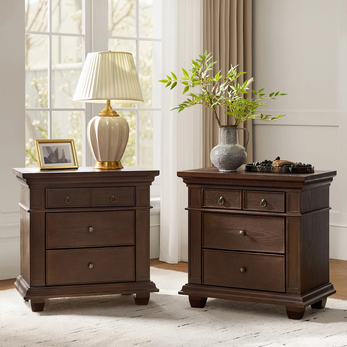 Auguste Transitional 26"W 3-Drawer Solid Wood End Table with Charging Station and Simple Assembly... | Wayfair North America
