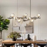 Lzawvm Linear Chandelier 10-Light Dining Room Light Fixture with Smokey Grey Globe Kitchen Island... | Walmart (US)