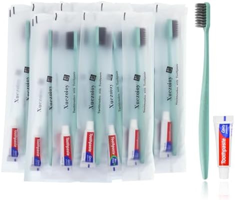 Disposable Toothbrushes with Toothpaste,30 Pack Green Individually Wrapped Disposable Travel Toot... | Amazon (US)