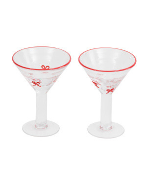 Set Of 2 Bow Martini Glasses | Drinkware | Marshalls | Marshalls