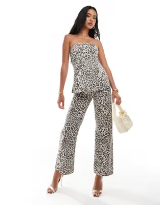 River Island straight leg jean co-ord in leopard print | ASOS (Global)