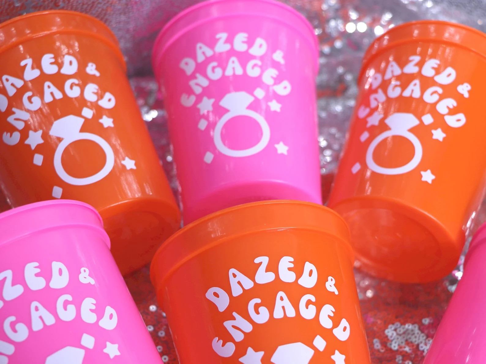 DAZED & ENGAGED CUPS Boozed and Confused for Retro Bachelorette Brides Last Disco, Bach to the 70... | Etsy (US)