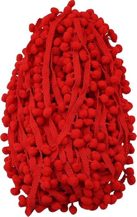 Red Pom Pom Trim Ribbon Fringe Ball Lace Tassel Trim for Sewing, Accessory Decoration. | Amazon (US)