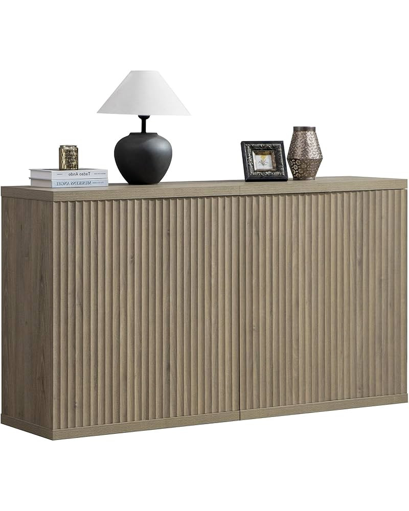 SICOTAS Buffet Cabinet with Storage Accent Sideboard Modern Credenza with Doors & Shelves Fluted ... | Amazon (US)