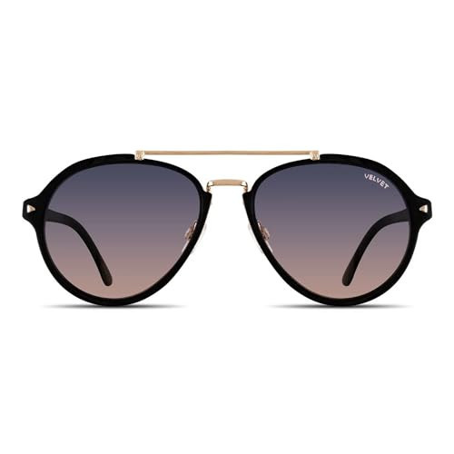 Velvet Eyewear Womens Aviator Sunglass Style Jesse in Black- 100% UV Protection - Designed for Women - Designed in the USA, Medium | Amazon (US)