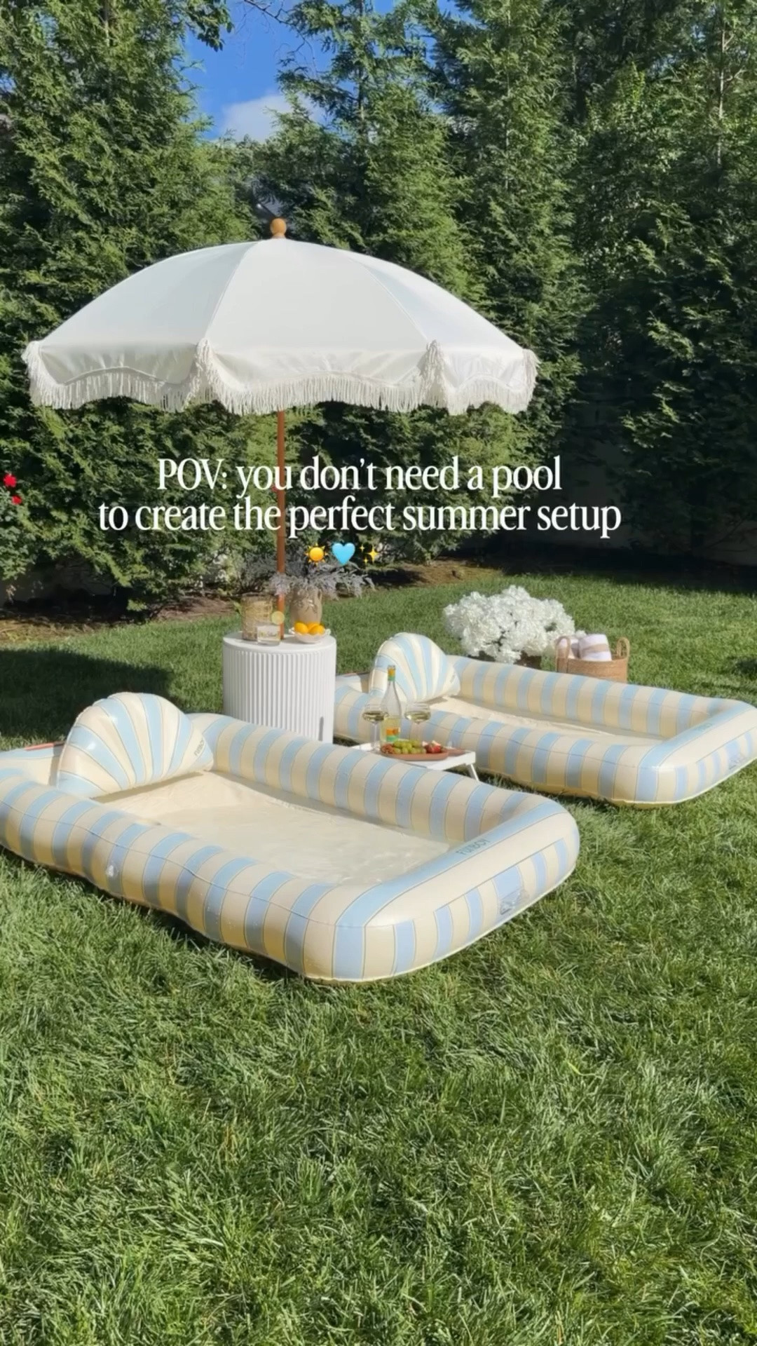 I wanted that relaxing poolside vibe without the pool, so I turned a small corner of our backyard into the perfect spot to unwind, sip a drink, and soak up summer.☀️💦

Now if you need me, you know exactly where to find me. 🍹

#amazonfinds #tanning #founditonamazon #poolsidevibes #nopoolnoproblem

#LTKSaleAlert #LTKSwim