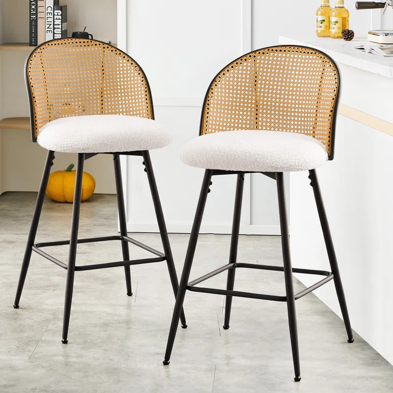 Bay Isle Home™ Aansu Swivel Boucle Upholstered Counter & Bar Stool & Reviews | Wayfair | Wayfair North America