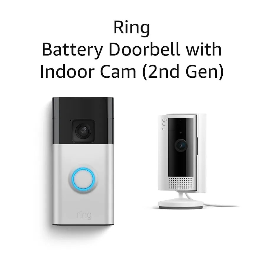 All-new Ring Battery Doorbell with Ring Indoor Cam 2nd Gen (White) | Amazon (US)