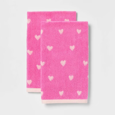 2pk Valentine's Day Mini Heart Dot Hand Towel Set - Room Essentials™ | Target