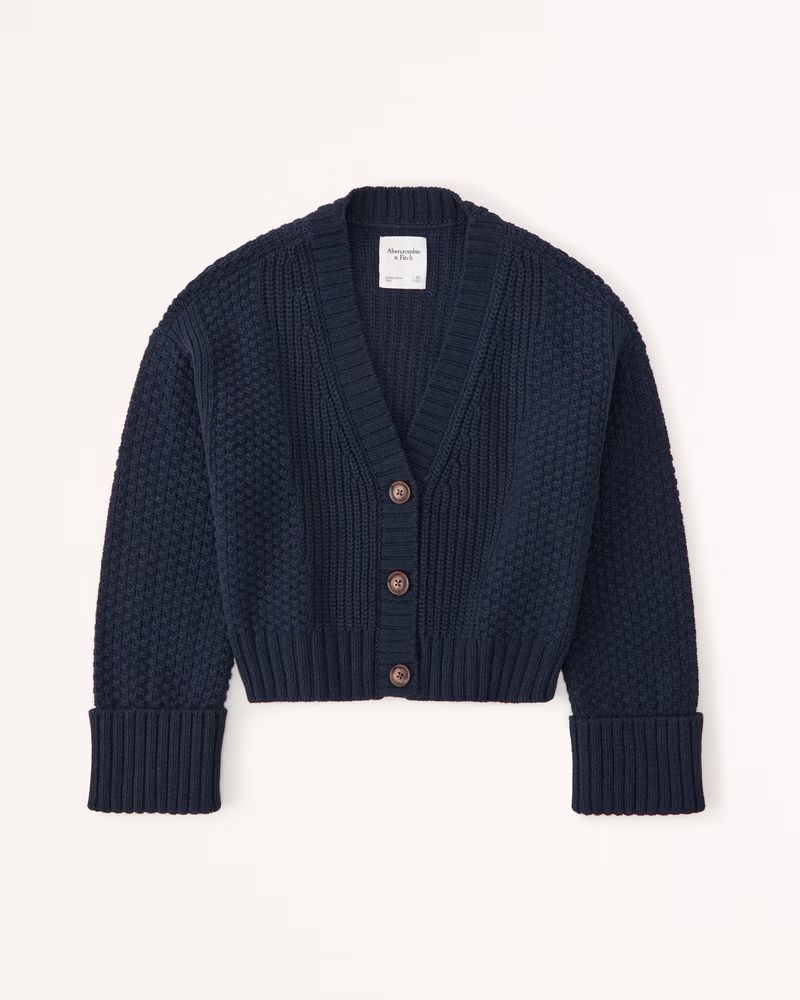 Cotton-Blend Seed Stitch Cardigan | Abercrombie & Fitch (US)