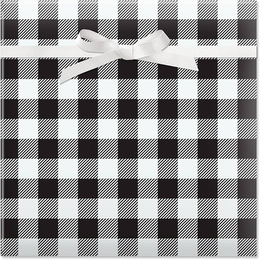 Current Black & White Plaid Jumbo Rolled Gift Wrap (1 Giant Roll, 61 sq. ft.) Peek-Proof, For Bir... | Amazon (US)