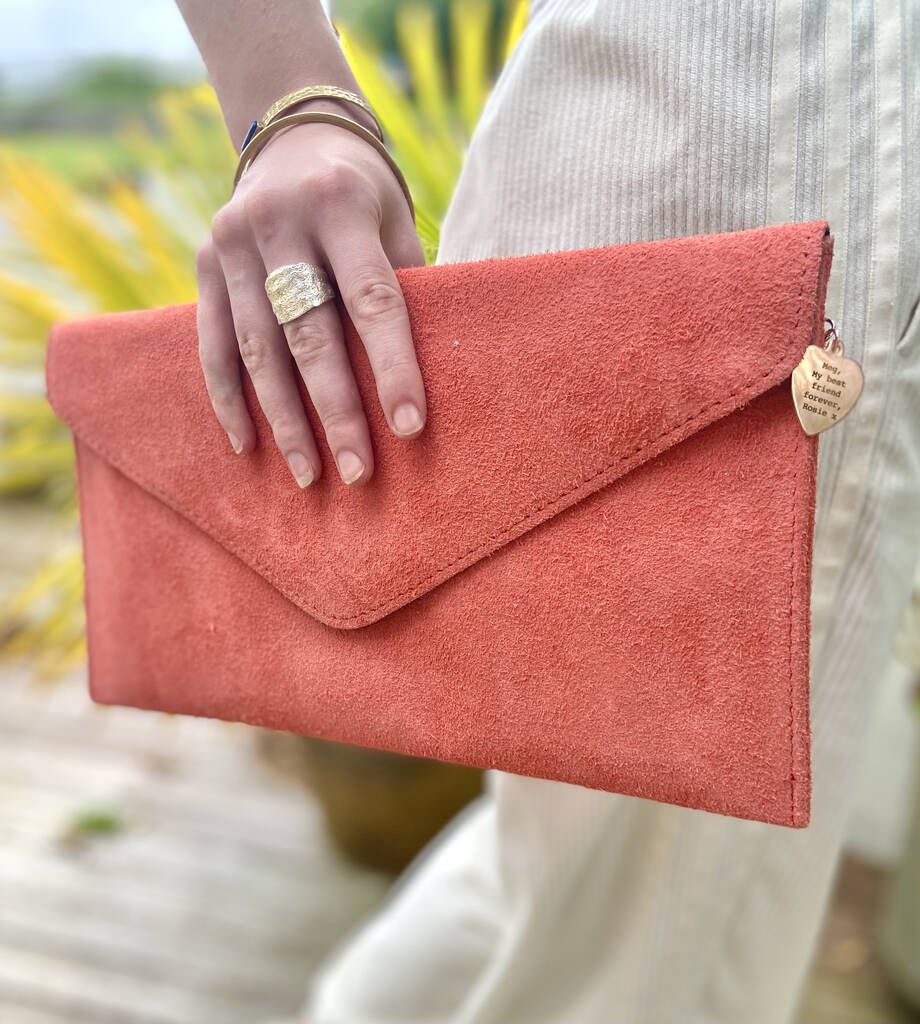 Personalised Suede Clutch Bag In A Choice Of Colours | Not On The High Street