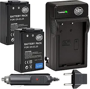 BM Premium 2 Pack of High Capacity EN-EL25 Batteries and Battery Charger for Nikon Z30, Z50, Z 50... | Amazon (US)