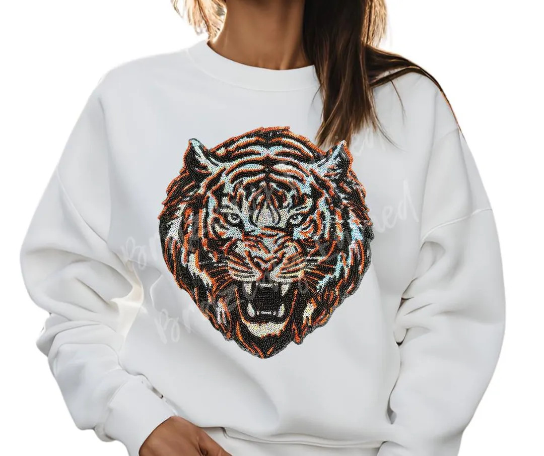 Tigers Patch| Iron on Patch |sequins Tiger Patch |great Game Day Patch| Mascot Patch | Great Spor... | Etsy (US)