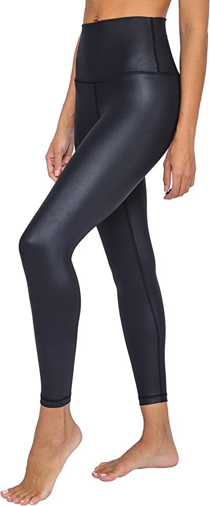 90 Degree By Reflex Womens Super High Waist High Shine Faux Leather Disco Ankle Leggings | Amazon (US)